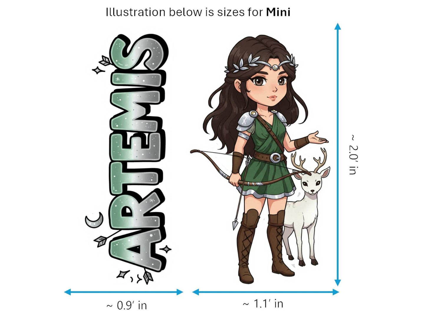 Artemis Sticker and Magnet – Agrotera Mythkins™ – Greek Goddess of the Hunt | Waterproof & UV-Proof - Sticker / Mini