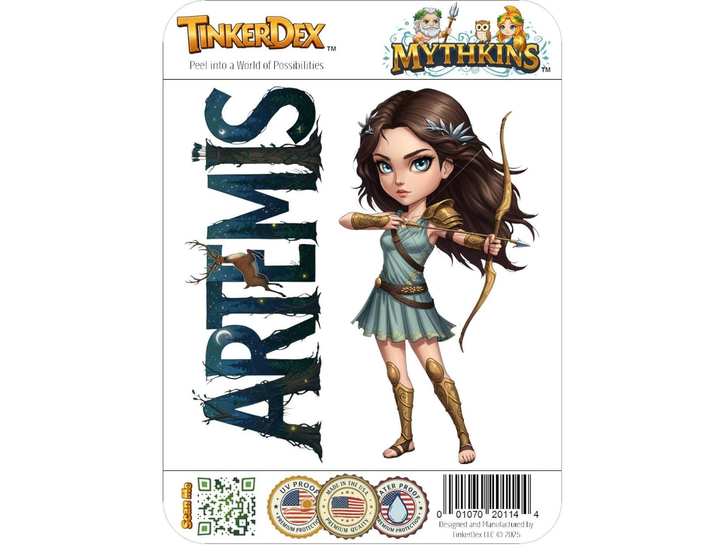 Artemis Sticker and Magnet – Iokheira Mythkins™ – Greek Goddess of the Hunt | Waterproof & UV-Proof - Sticker / Mini