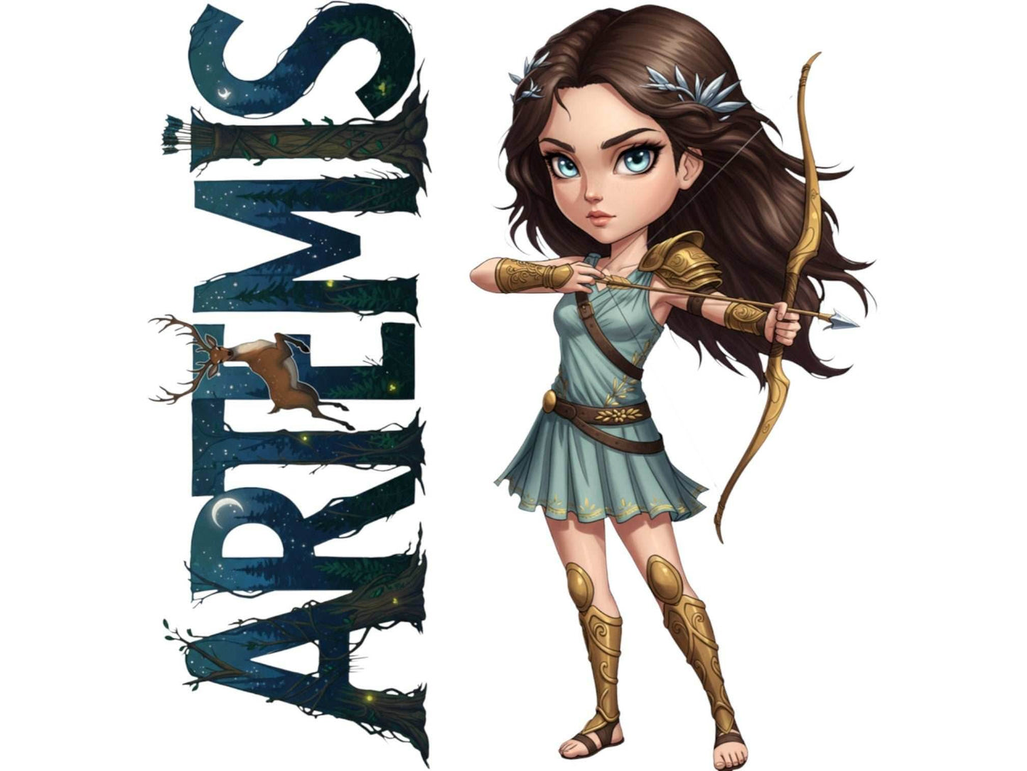 Artemis Sticker and Magnet – Iokheira Mythkins™ – Greek Goddess of the Hunt | Waterproof & UV-Proof - Sticker / Mini