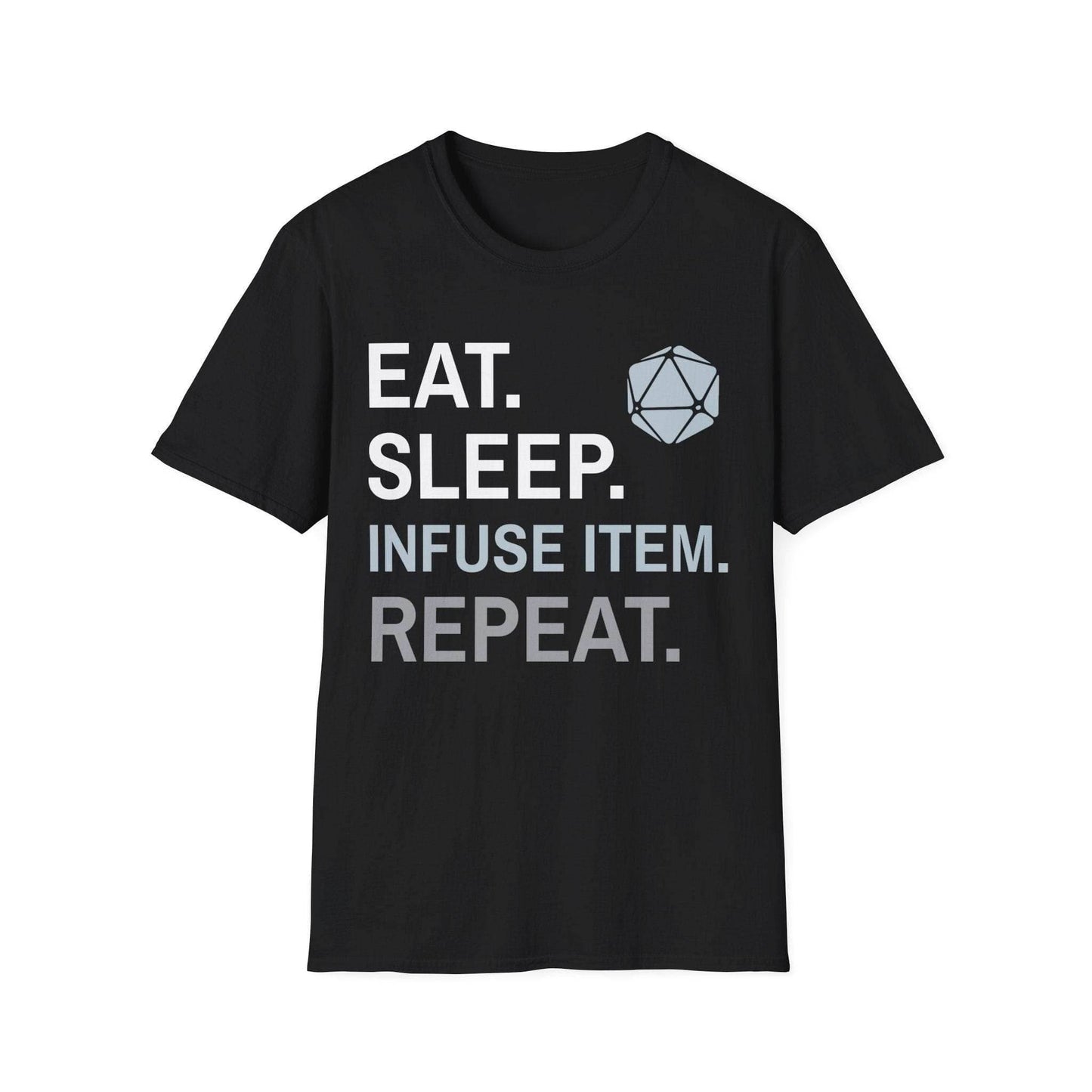 Artificer T-Shirt – 'Eat, Sleep, Infuse Item, Repeat' - Black / S