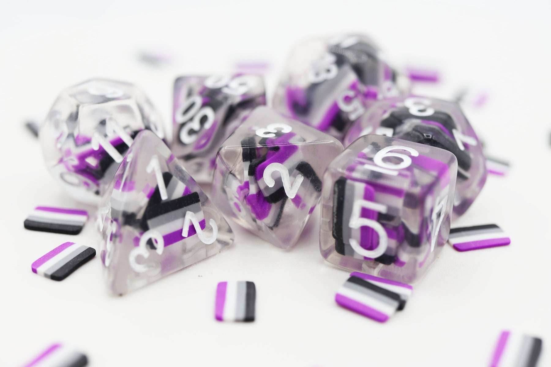 Foam Brain Games Pride Flag RPG Dice Set - Asexual