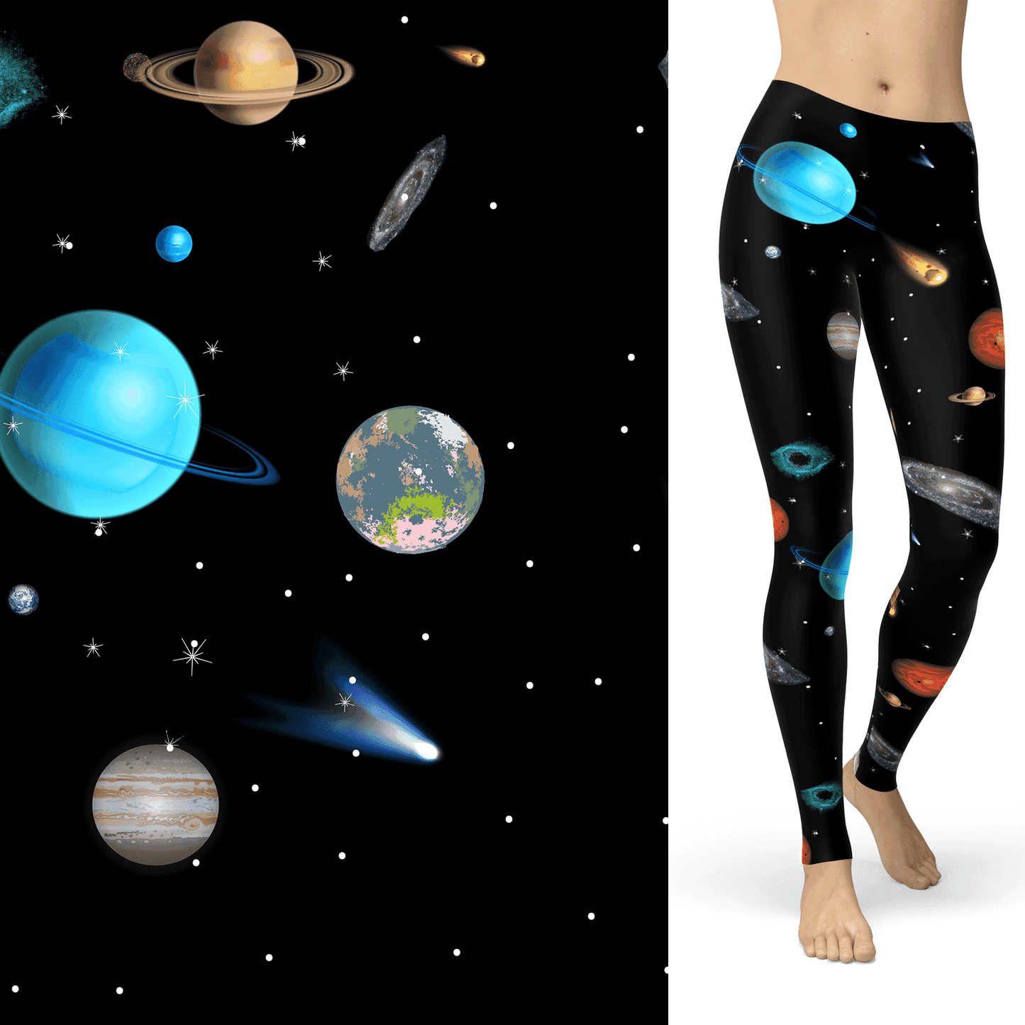 Outer Space Celestial Leggings with Pockets Kids and Adult- Space Pants - Outer Space - Galaxy - Universe - Cosmic - S-L = OS