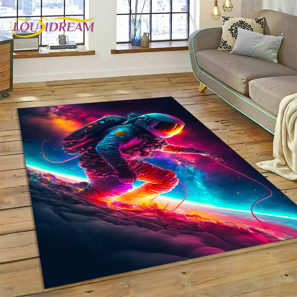 Astronaut Universe Spaceman Outer Space Cartoon Carpet Rug for Home Living Room Bedroom Sofa Doormat Decor,Kid Area Rug Non-slip