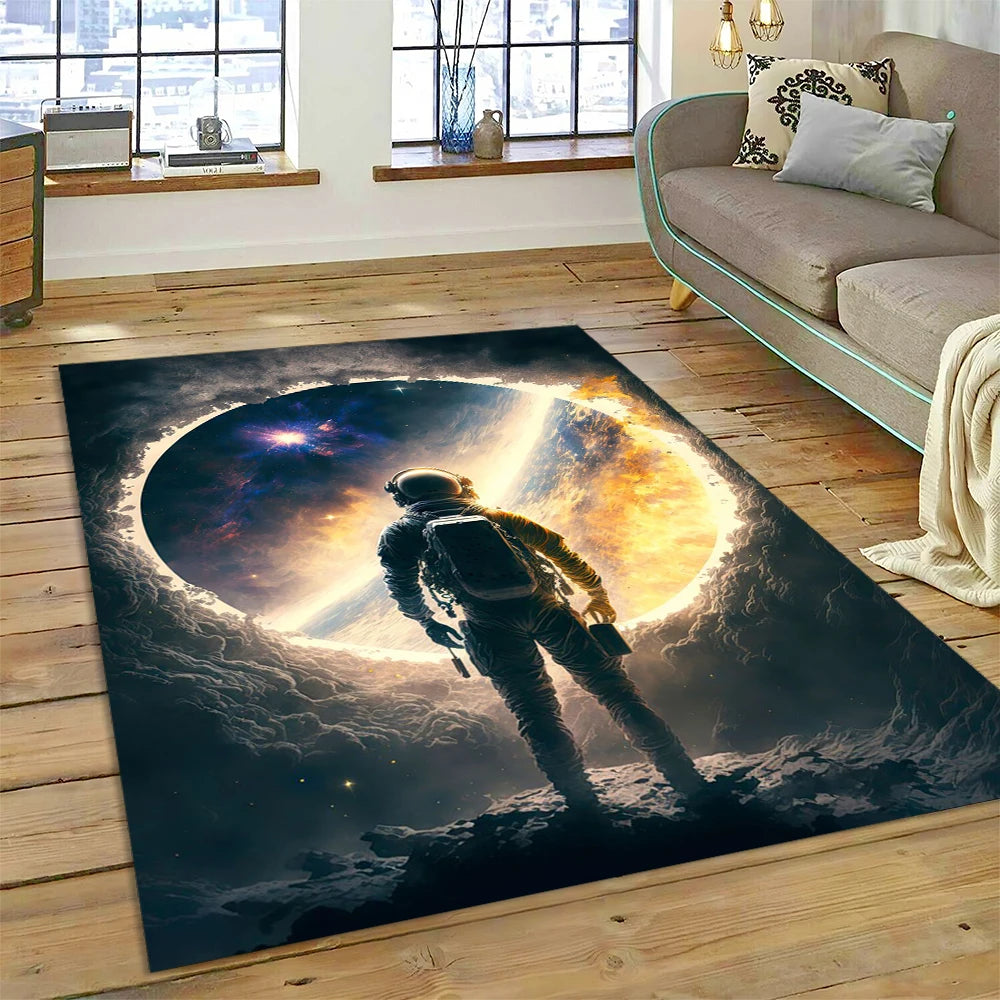 Astronaut Universe Spaceman Outer Space Cartoon Carpet Rug for Home Living Room Bedroom Sofa Doormat Decor,Kid Area Rug Non-slip