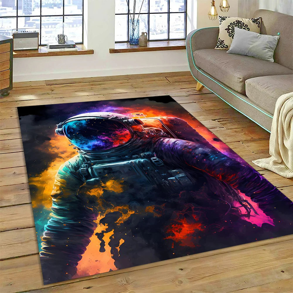 Astronaut Universe Spaceman Outer Space Cartoon Carpet Rug for Home Living Room Bedroom Sofa Doormat Decor,Kid Area Rug Non-slip