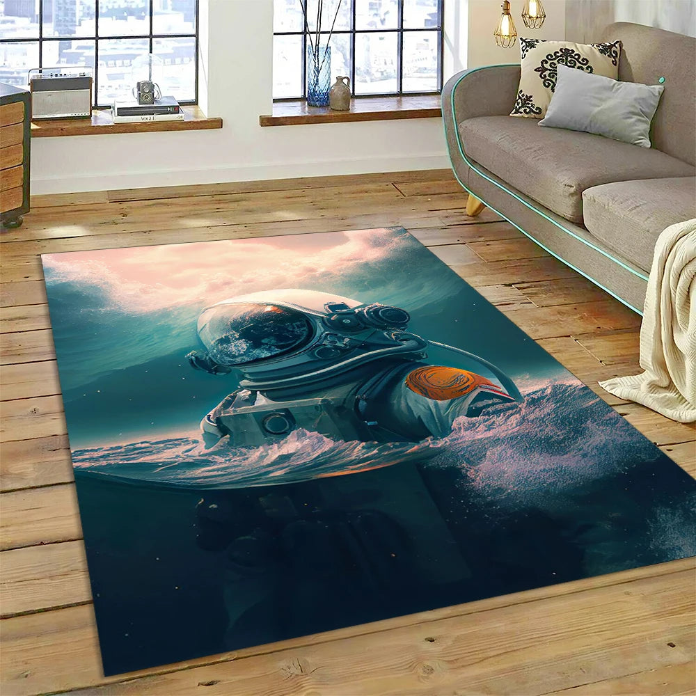 Astronaut Universe Spaceman Outer Space Cartoon Carpet Rug for Home Living Room Bedroom Sofa Doormat Decor,Kid Area Rug Non-slip