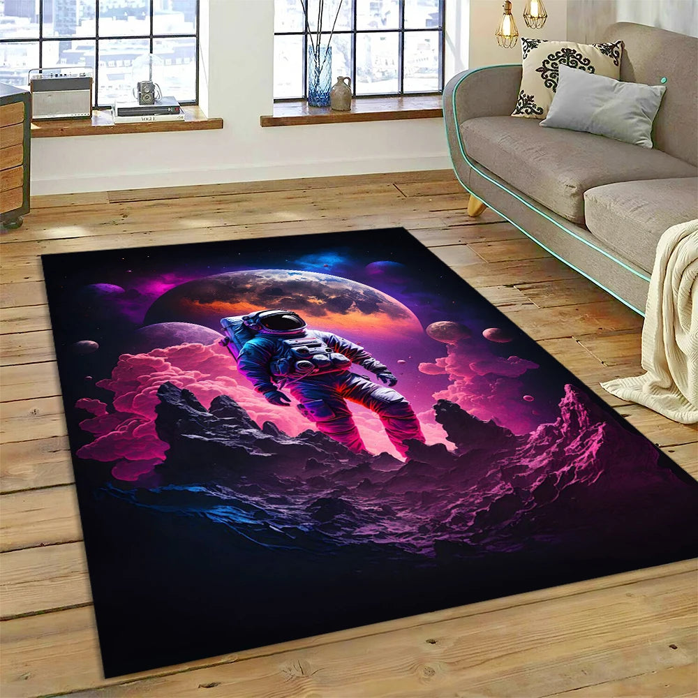 Astronaut Universe Spaceman Outer Space Cartoon Carpet Rug for Home Living Room Bedroom Sofa Doormat Decor,Kid Area Rug Non-slip