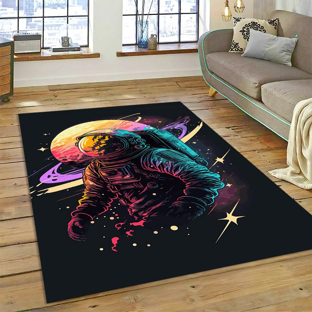 Astronaut Universe Spaceman Outer Space Cartoon Carpet Rug for Home Living Room Bedroom Sofa Doormat Decor,Kid Area Rug Non-slip