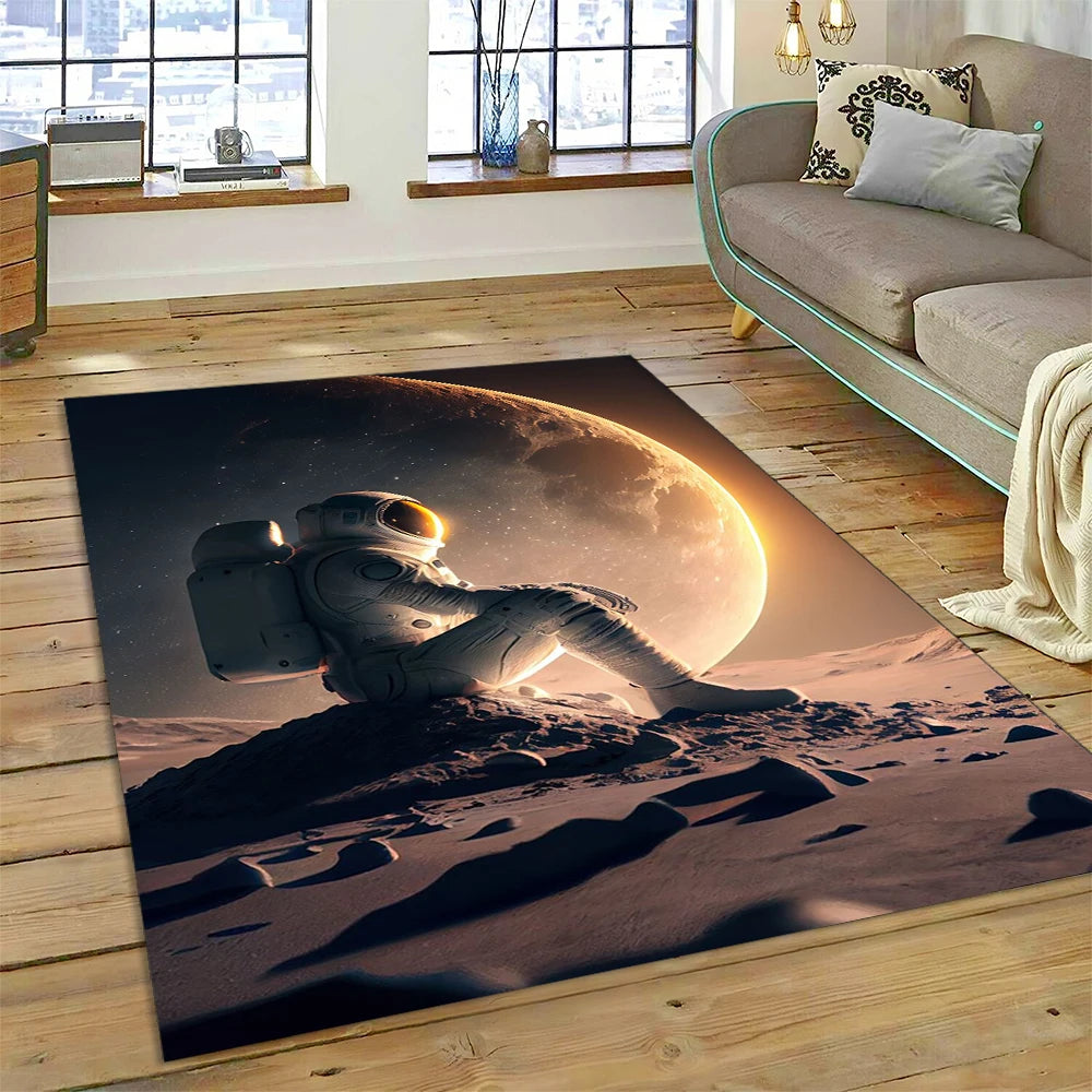 Astronaut Universe Spaceman Outer Space Cartoon Carpet Rug for Home Living Room Bedroom Sofa Doormat Decor,Kid Area Rug Non-slip