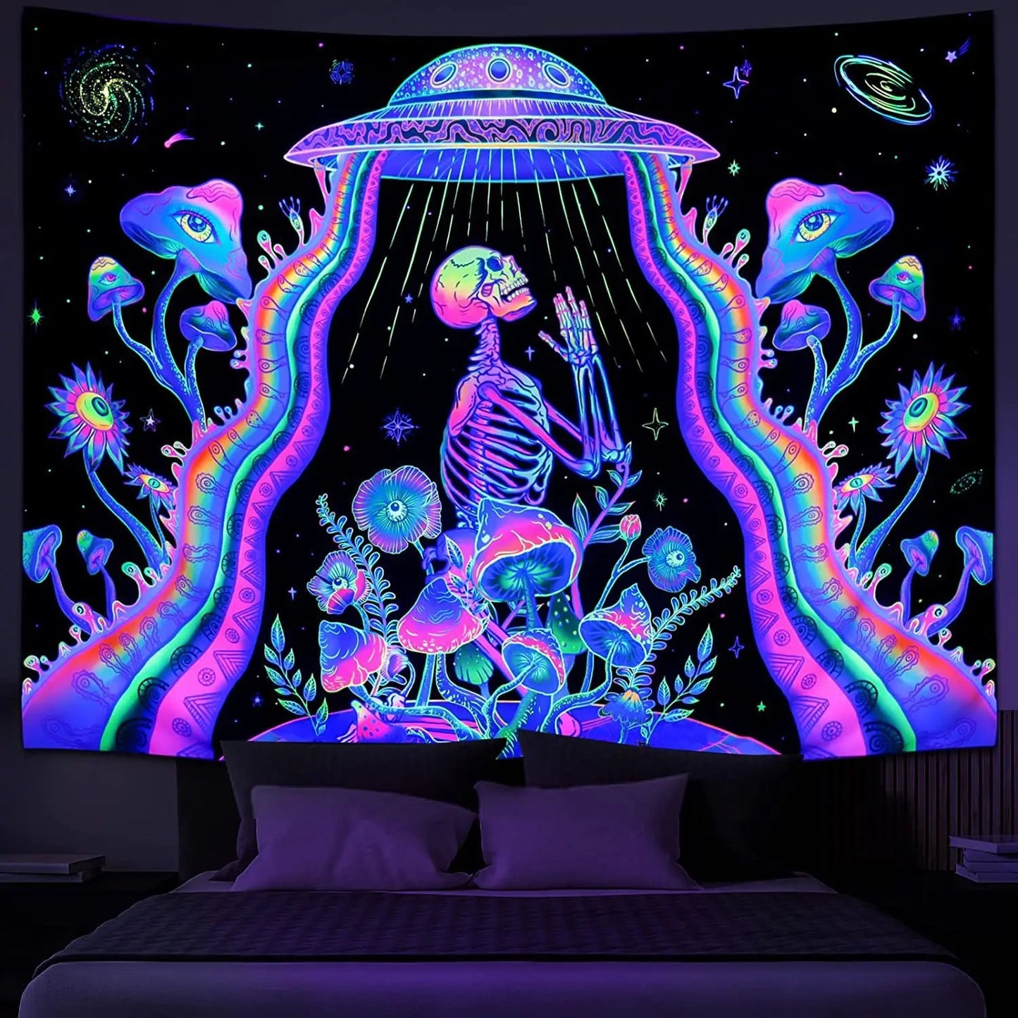 Astronaut UV Fluorescent Tapestry Aesthetics Wall Hanging Hippie Tapestry Bedroom Independent Room Decoration