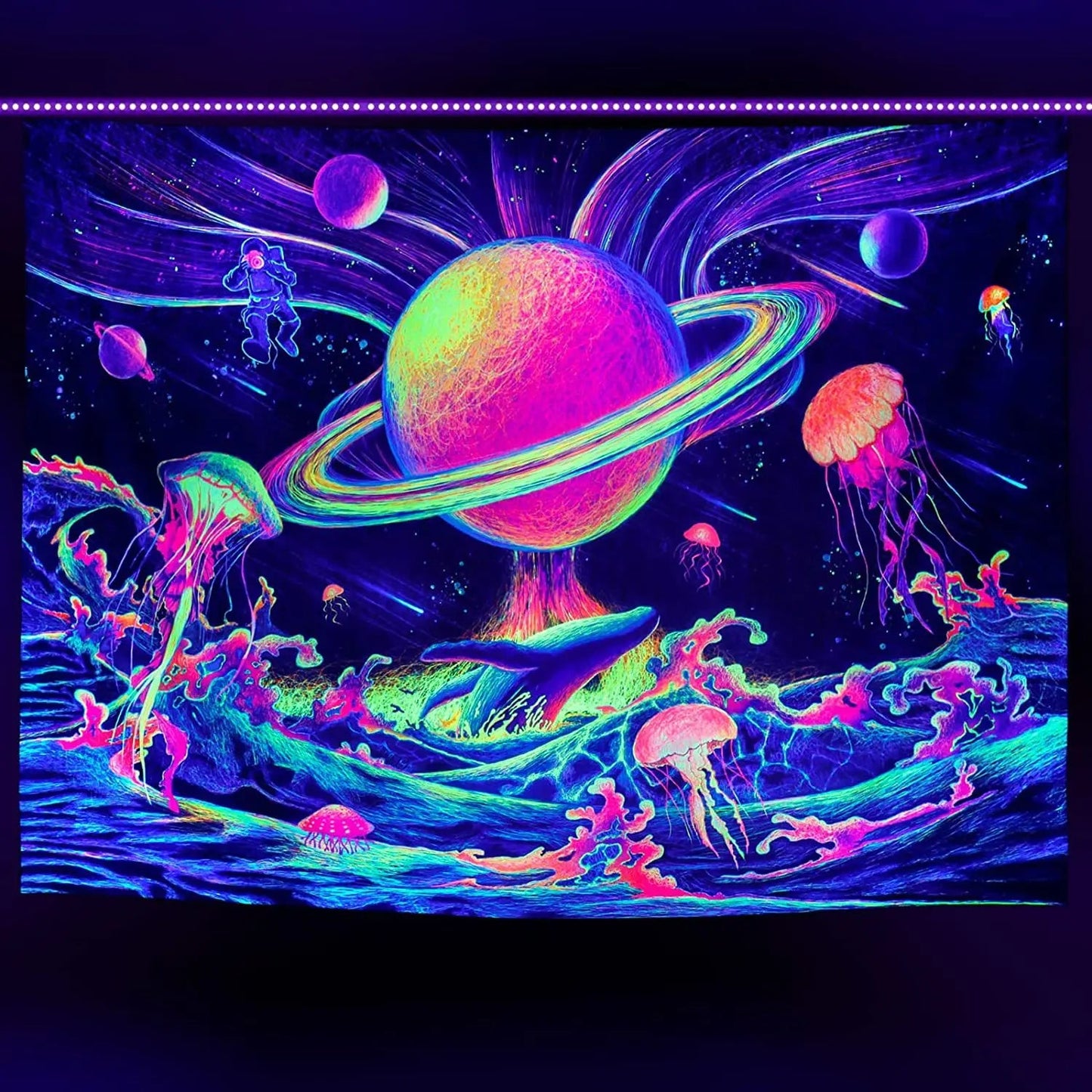 Astronaut UV Fluorescent Tapestry Aesthetics Wall Hanging Hippie Tapestry Bedroom Independent Room Decoration