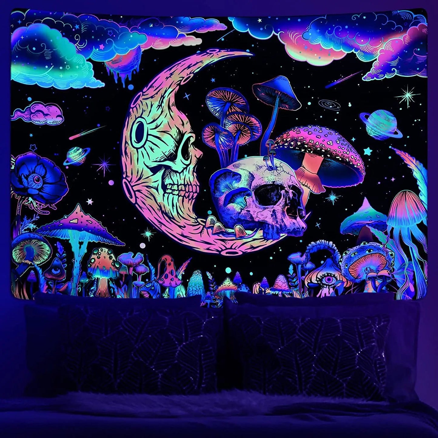 Astronaut UV Fluorescent Tapestry Aesthetics Wall Hanging Hippie Tapestry Bedroom Independent Room Decoration