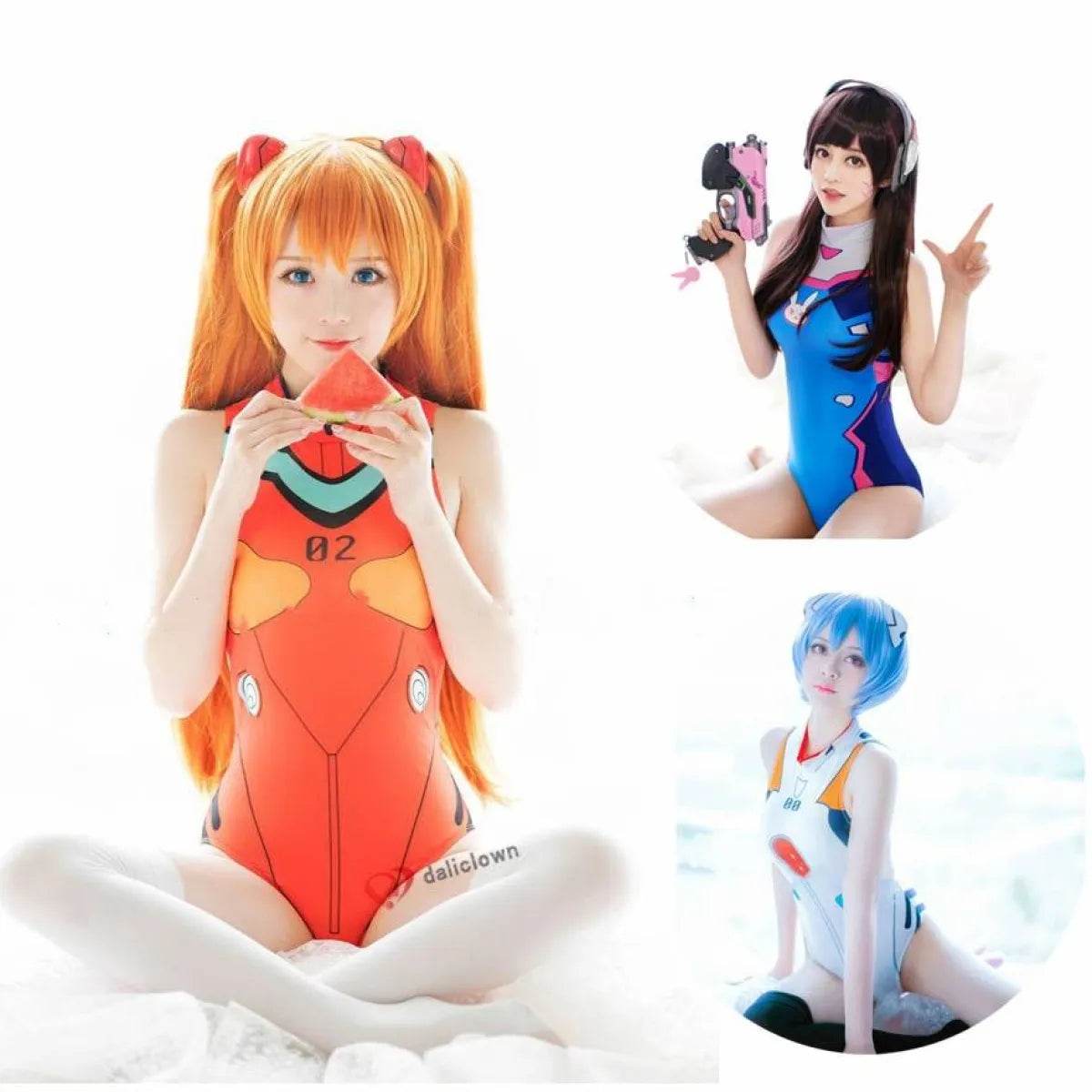 D.VA, Mercy, Asuka Cosplay Swimsuit - Style 3 / M / Anime