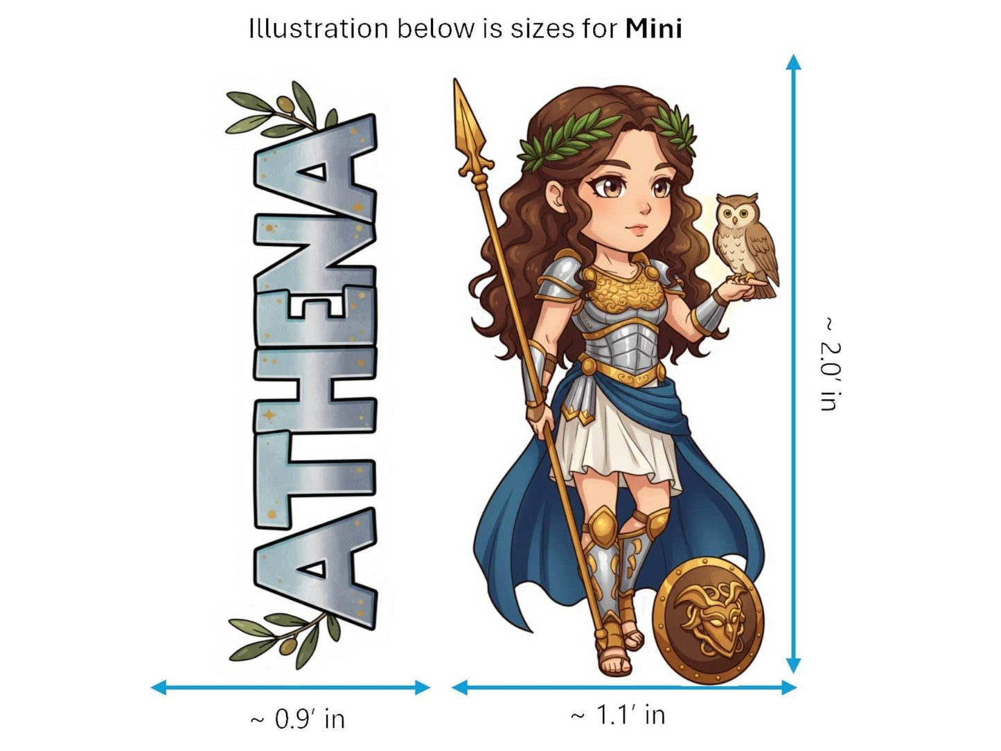 Athena Sticker and Magnet – Pallas Mythkins™ – Greek Goddess of Wisdom and Strategy | Waterproof & UV-Proof - Sticker / Mini