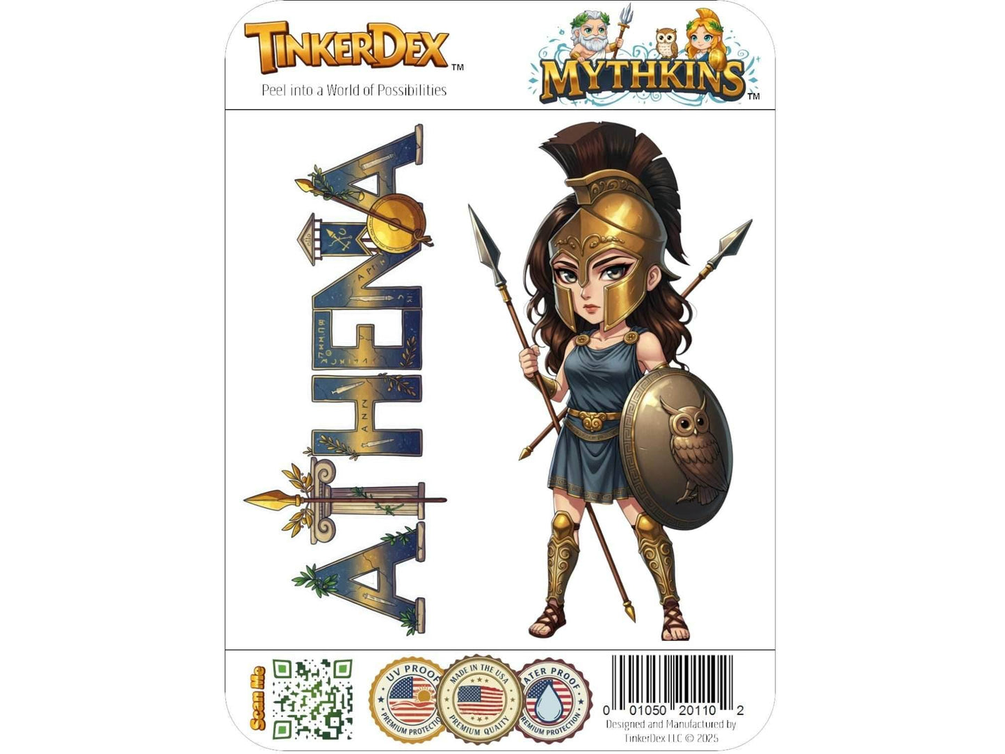 Athena Sticker and Magnet – Promachos Mythkins™ – Greek Goddess of Wisdom and Strategy | Waterproof & UV-Proof - Sticker / Mini
