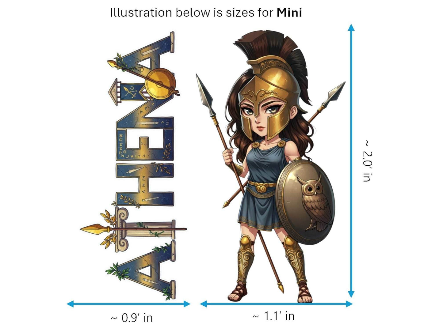 Athena Sticker and Magnet – Promachos Mythkins™ – Greek Goddess of Wisdom and Strategy | Waterproof & UV-Proof - Sticker / Mini