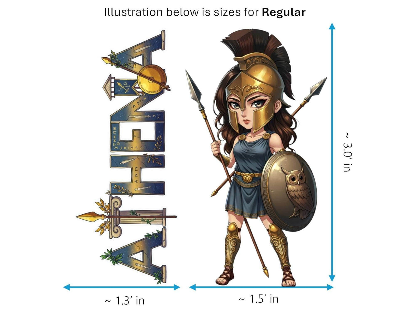 Athena Sticker and Magnet – Promachos Mythkins™ – Greek Goddess of Wisdom and Strategy | Waterproof & UV-Proof - Sticker / Regular