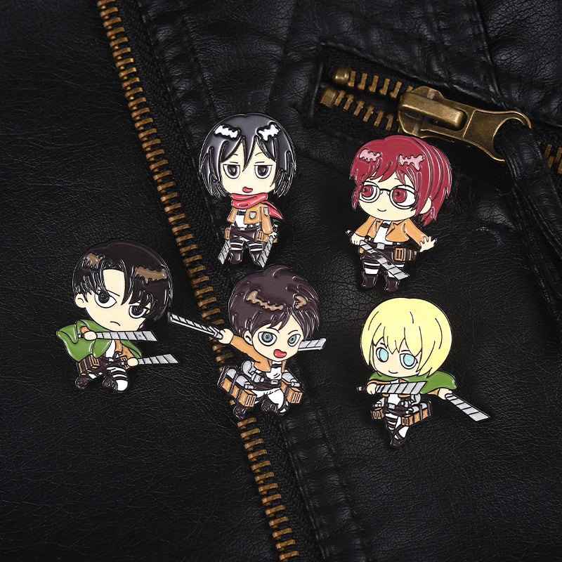 Attack on Titan Enamel Pins Cartoon Badge Metal Anime Custom Bag Lapel Pin Backpack Jewelry Kids Fans Gift Friends Wholesale