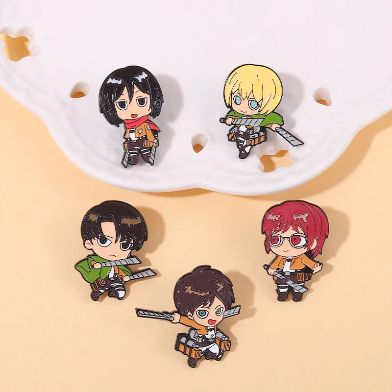 Attack on Titan Enamel Pins Cartoon Badge Metal Anime Custom Bag Lapel Pin Backpack Jewelry Kids Fans Gift Friends Wholesale