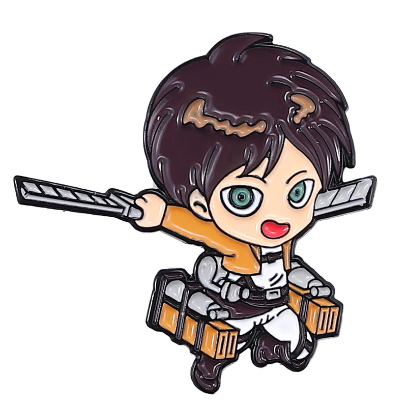 Attack on Titan Enamel Pins Cartoon Badge Metal Anime Custom Bag Lapel Pin Backpack Jewelry Kids Fans Gift Friends Wholesale