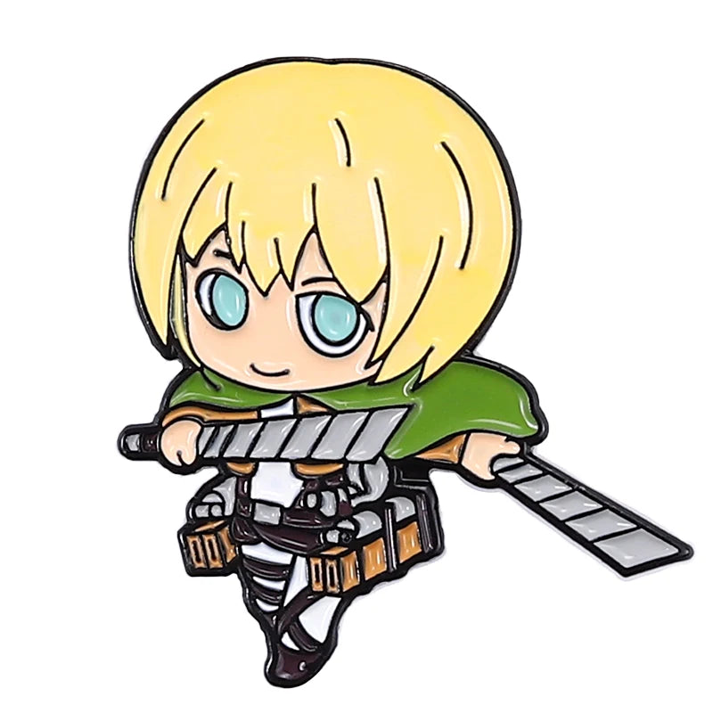 Attack on Titan Enamel Pins Cartoon Badge Metal Anime Custom Bag Lapel Pin Backpack Jewelry Kids Fans Gift Friends Wholesale