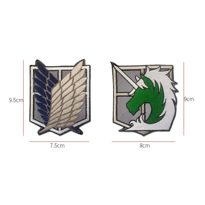 Attack on Titan Wings of Freedom Cosplay Patch Embroidery velcros Badge for Clothing, Armband, Hook & Loop Apparel Patches, 1PC