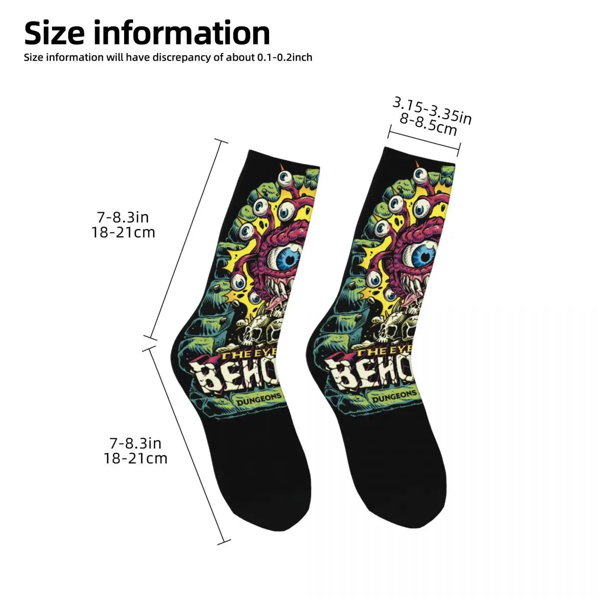 Autumn Winter Harajuku Women Men DnD Eye Of The Beholder Socks Game Breathable Basketball Socks