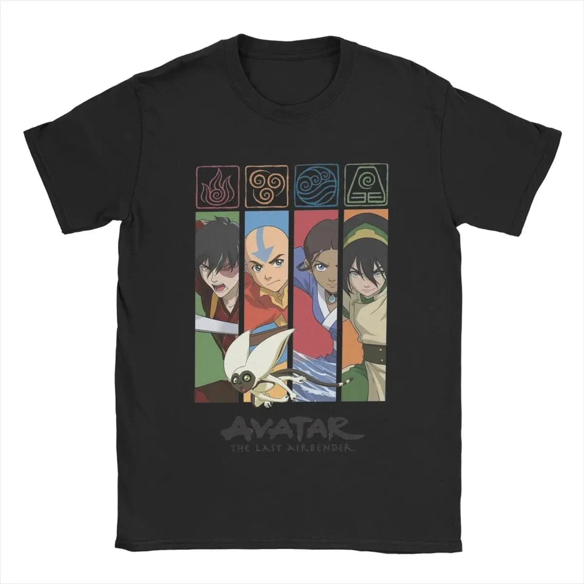 Avatar-The Last Airbender Group Character Panels T-Shirts Men Funny Cotton Tees Short Sleeve T Shirts New Arrival Clothing