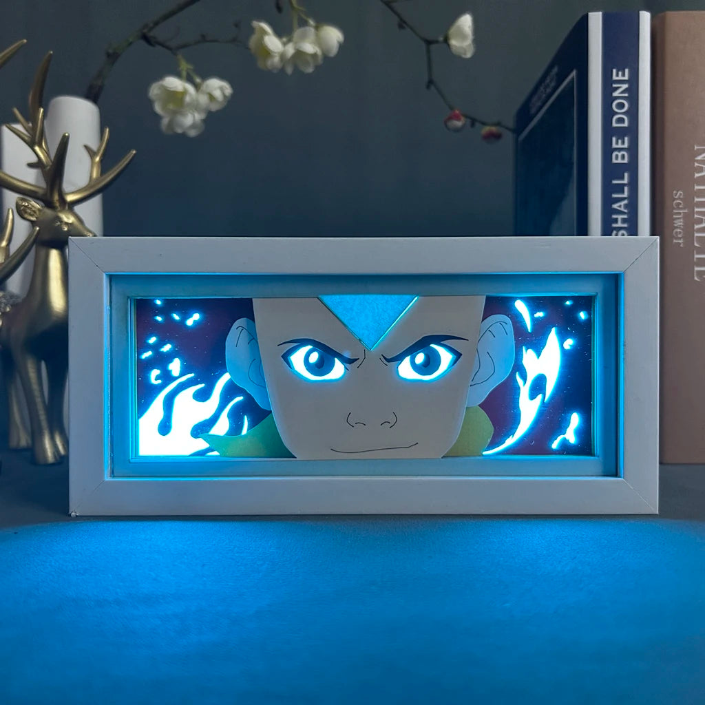 Avatar The Last Airbender Led Night Light Box Aang Anime figures for Bedroom Decor Nightlight Children's lamp Paper Cut Lightbox