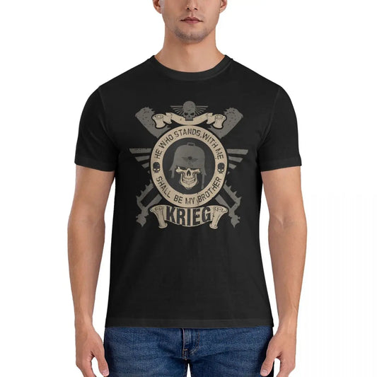 Awesome BROTHERS OF KRIEG T-Shirt for Men O Neck Pure Cotton T Shirt W-Warhammer 40k Short Sleeve Tee Shirt Gift Idea Clothing