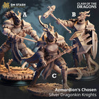 Azmordion's Chosen, Silver Dragonkin Knights (Dragonborn Paladins) - 32mm Scale / A - Archer