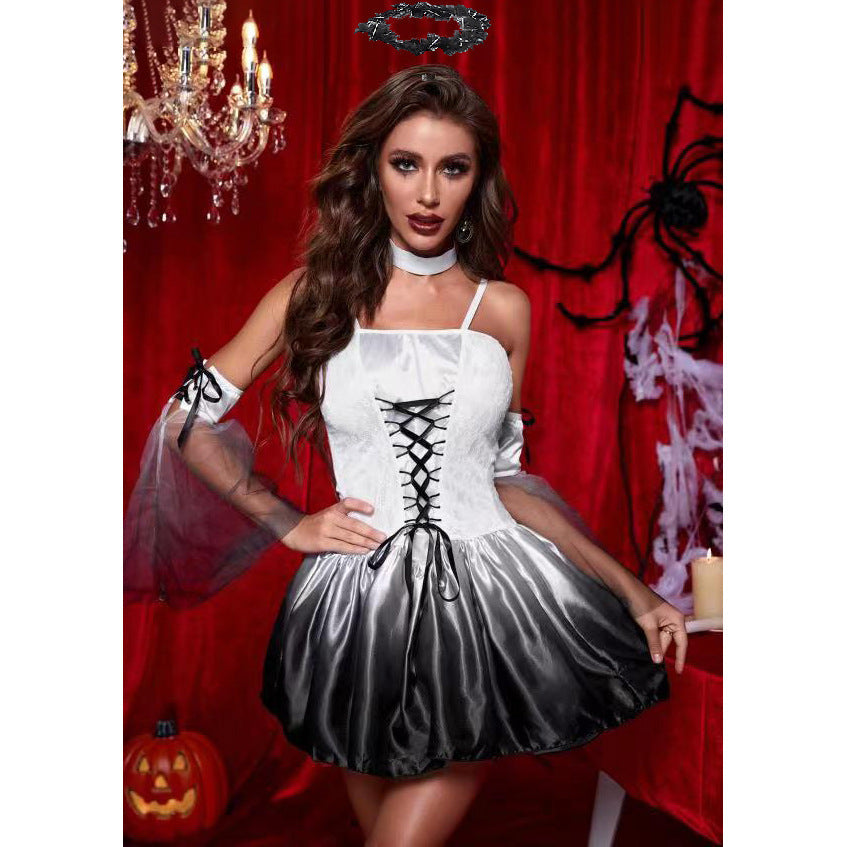 Vampire Ghost Black Angel Masquerade Show Witch Costume