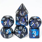 Glitter Party Black Glitter Dice (White font) 7-Dice Set - 