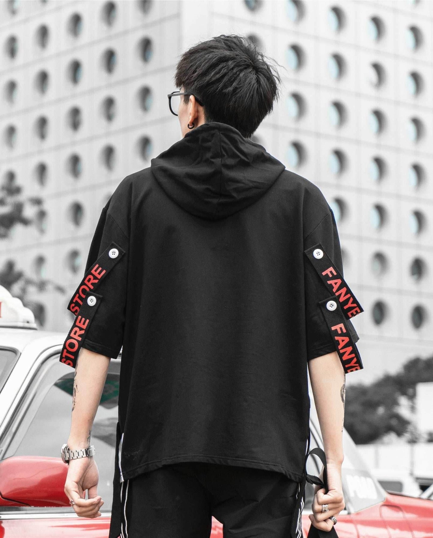 Black Solo Movement Short Sleeves Hoodie - Black / S