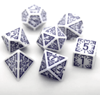 Arcane Amethyst Polyhedral Dice Set | 7-Dice White & Purple - 