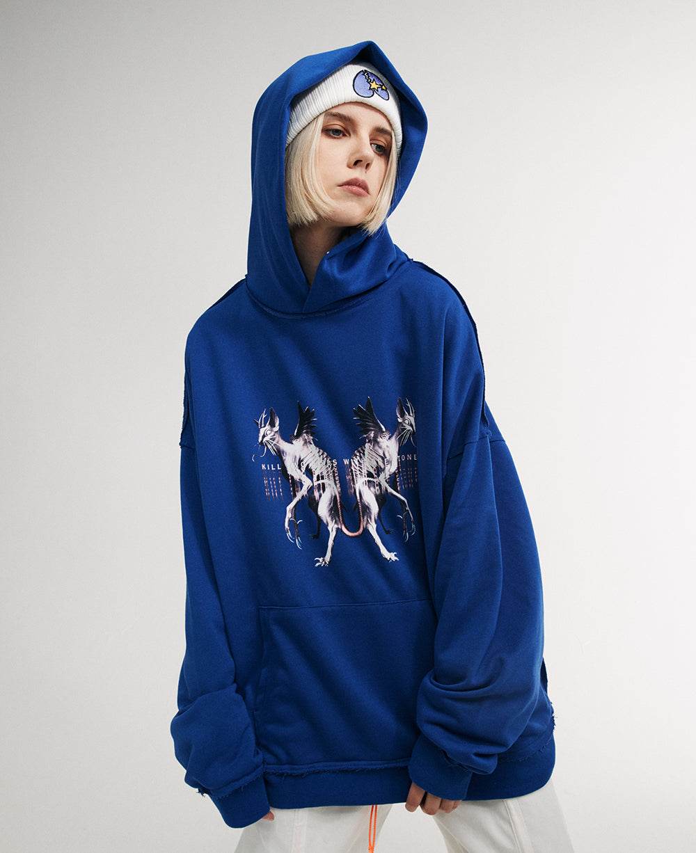 Flying Devil Cats Hoodie - Blue / S
