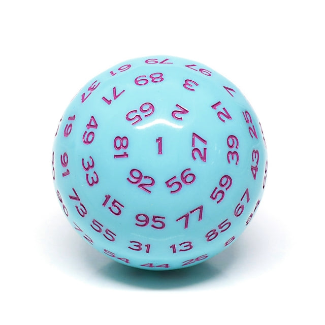 "Blue Jay" Single 100 Sided Polyhedral Dice (D100) | Blue (45mm) Purple