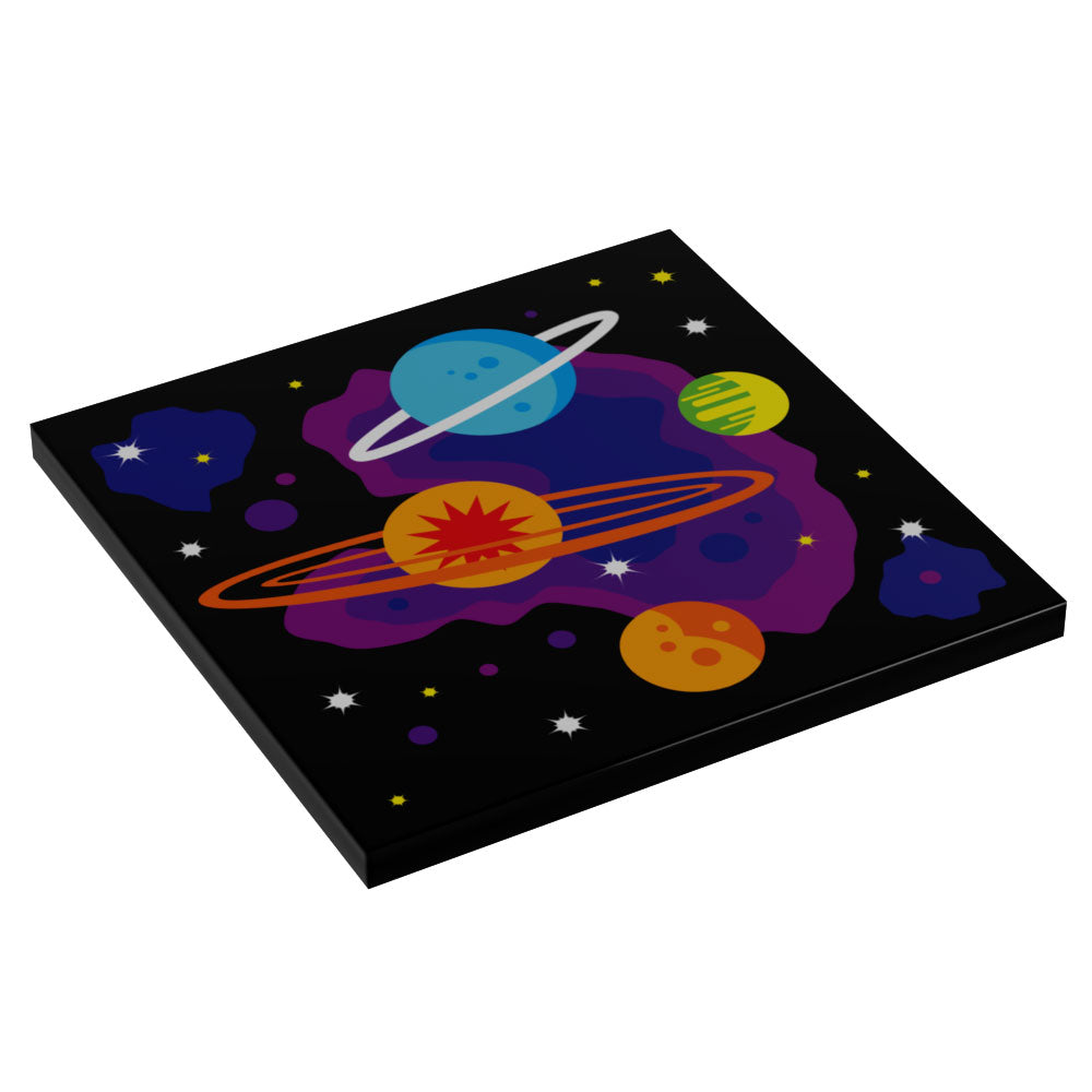 B3 Customs® 80's Arcade Carpet (Planets) - Custom Printed 6x6 Tile for LEGO MOCs