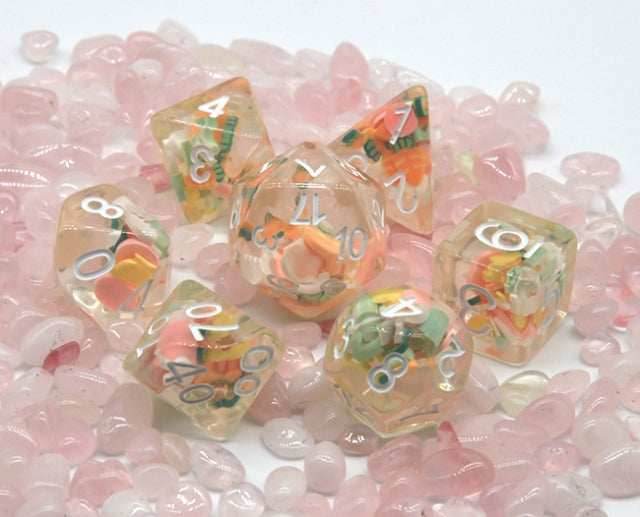 Rabbit Meets Carrots Dice Clear Dice w/ Carrots 7-Dice Set Rpg - 