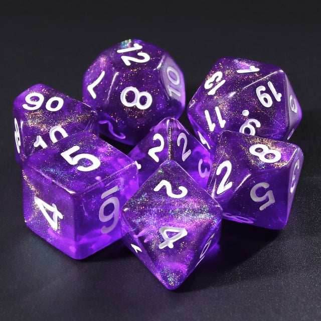 Diamond Purple with White Numbering 7-Dice Set RPG - 