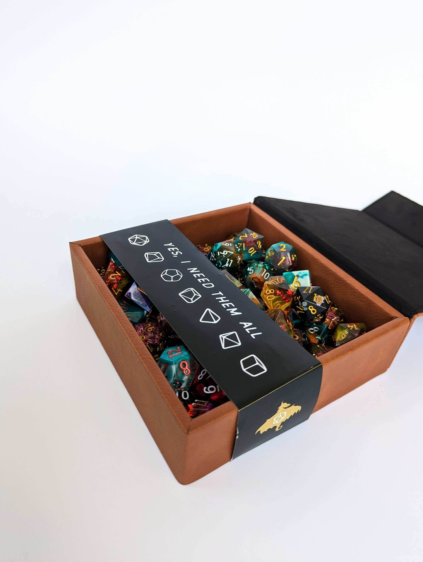 D20 Swords - Vegan Leather Dice Box - Chestnut