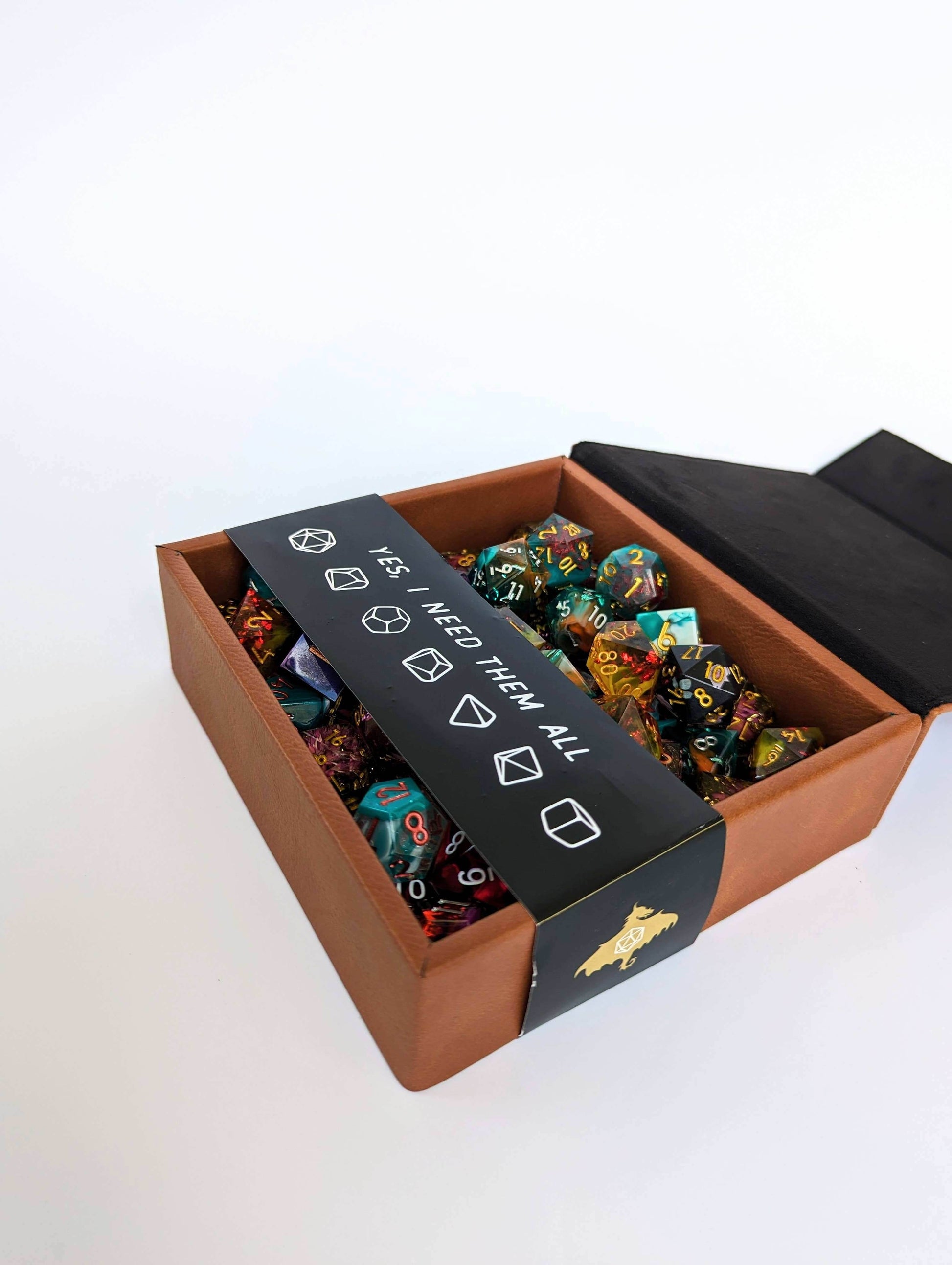 D20 Swords - Vegan Leather Dice Box - Chestnut