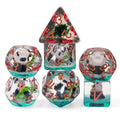 Bamboo Panda on Blue Glitter 7-Dice Set w/Copper Numbers Dnd Dice Set - 