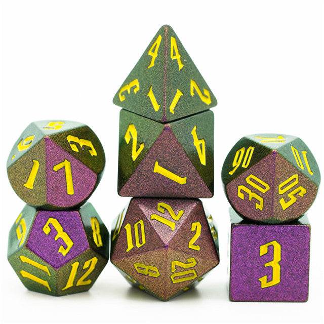 Rose Red Monster Glitter DND Dice (Rose Red&Green&Golden) 7-Dice Dungeons and Dragons Dice - 