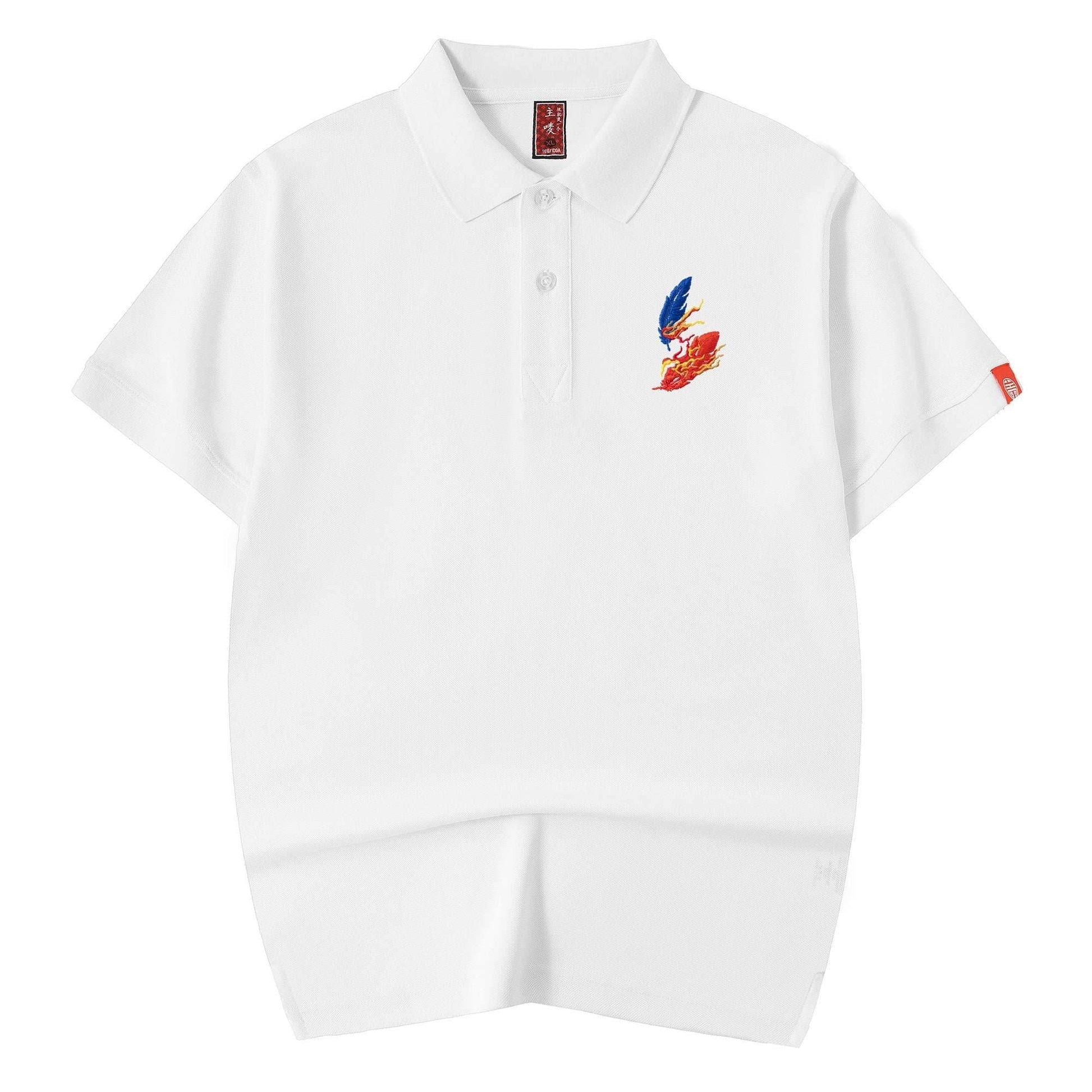 Flying Phoenix Embroidery Polo - Black / S
