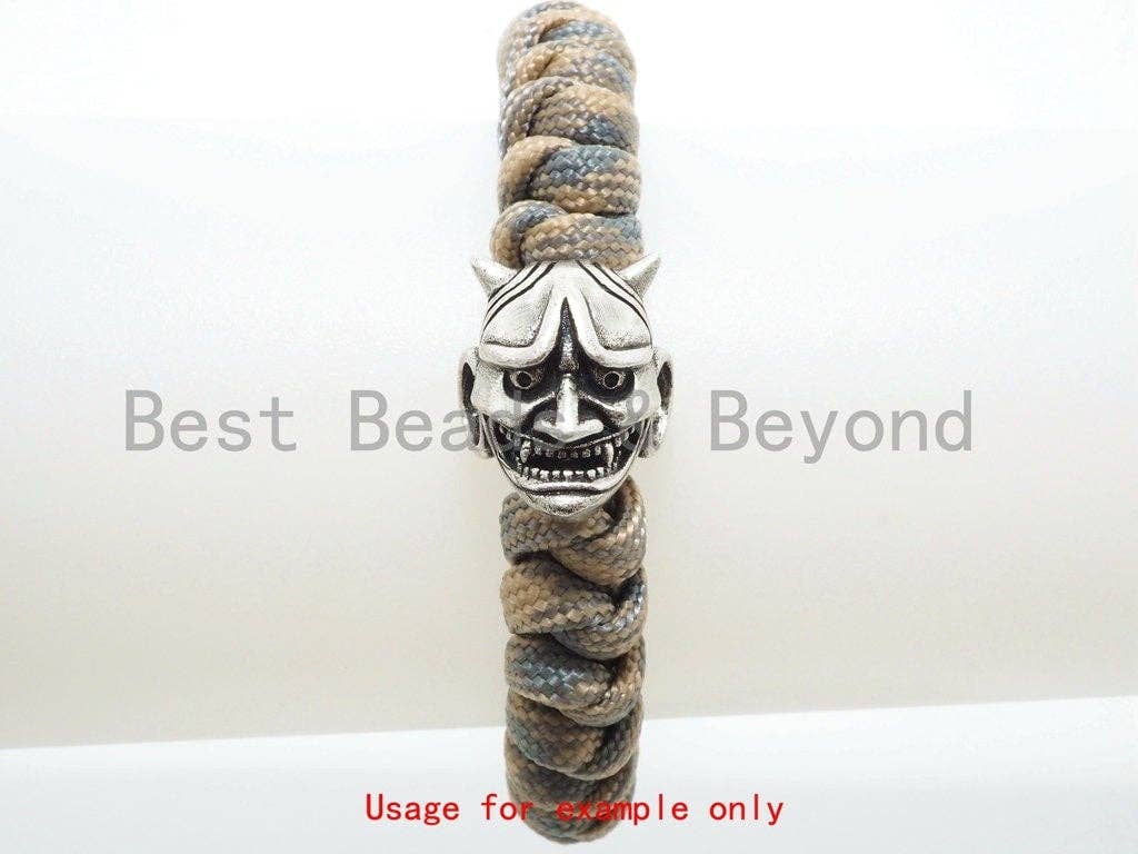 Antique Evil Goblin Head Bead, 550 Paracord Skull Charm, Survival Bracelet Beads, Lanyard Making Charm, Men's Bracelets DIY,16x19mm, sku#Y90