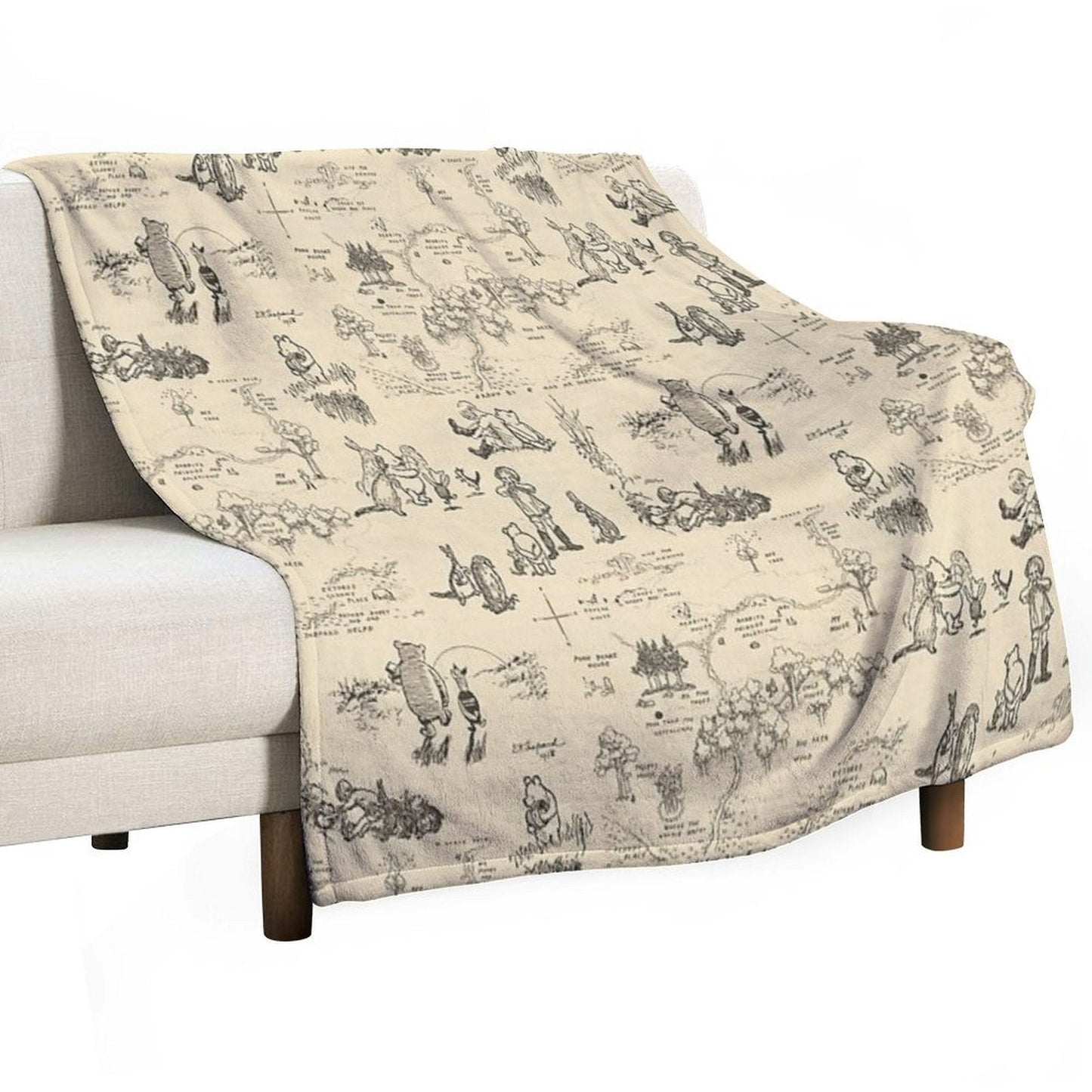 100 Aker Wood (Cream) Throw Blanket