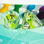 Frog Dice Clear Dice w/ Green Frogs 7-Dice Set Rpg - 
