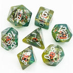 Reptile Green Demon Eye Dragon Eye Dice 7-Dice Set Resin Dungeons and Dragons Dice - 