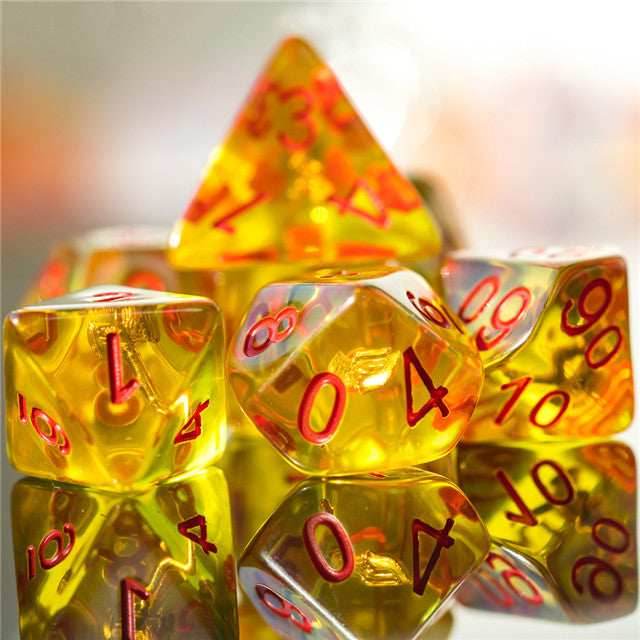 Barbarian (Axe) Yellow Dice w/ Golden Axe 7-Dice Set Rpg - 